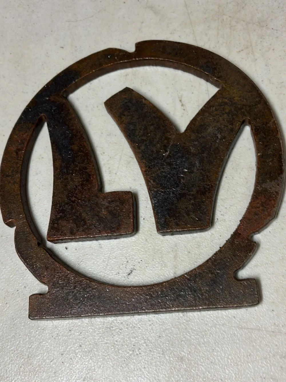 Vintage Metal Trivet or Hot Pad LV monogram